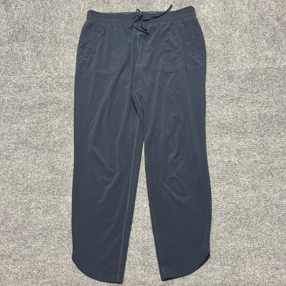 PrAna Track Pants Womens L Blue Lightweight Elastic Waist Pockets Hiking Yoga
